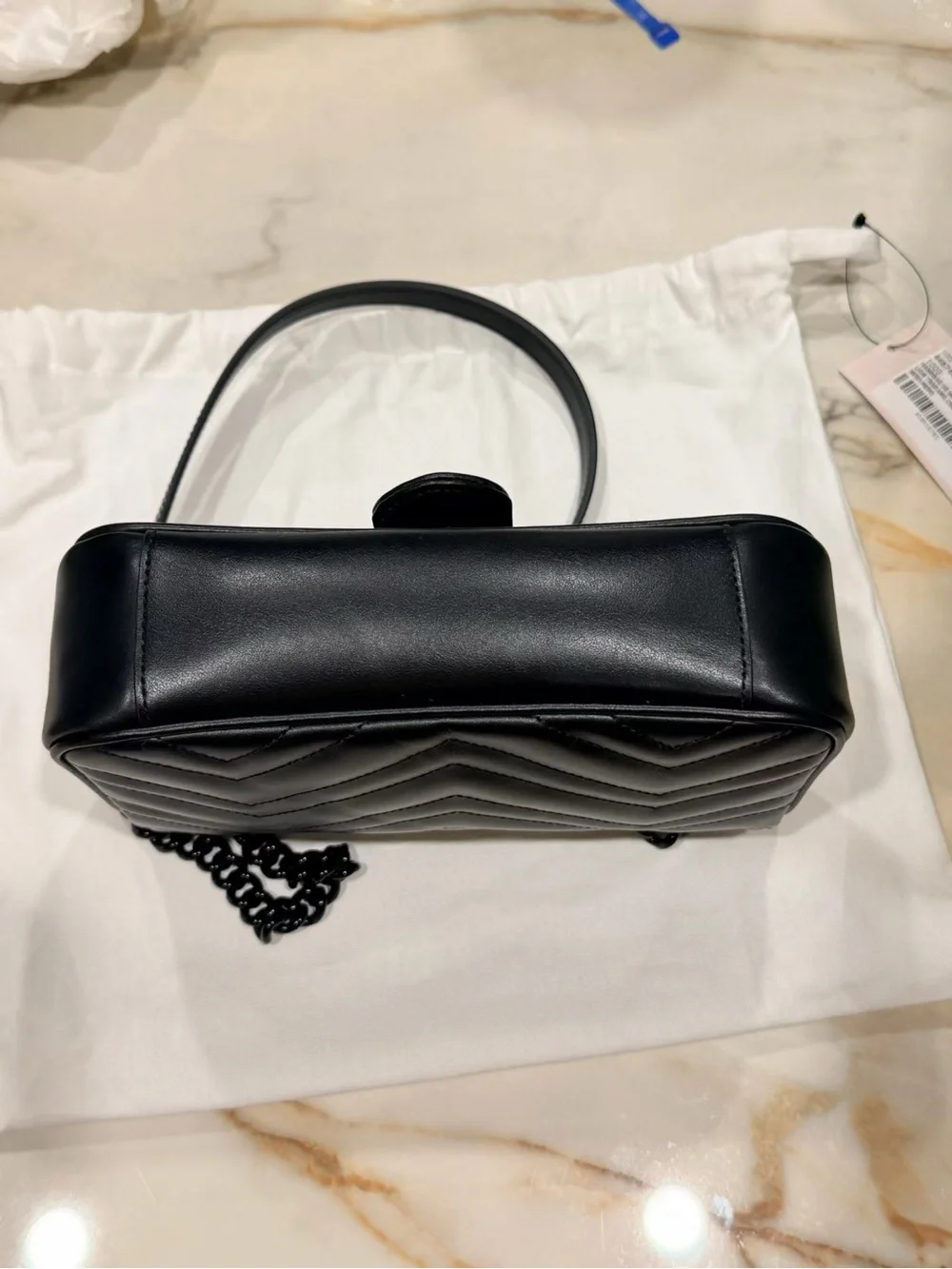 Gucci Black Matelassé GG Chain Shoulder Bag